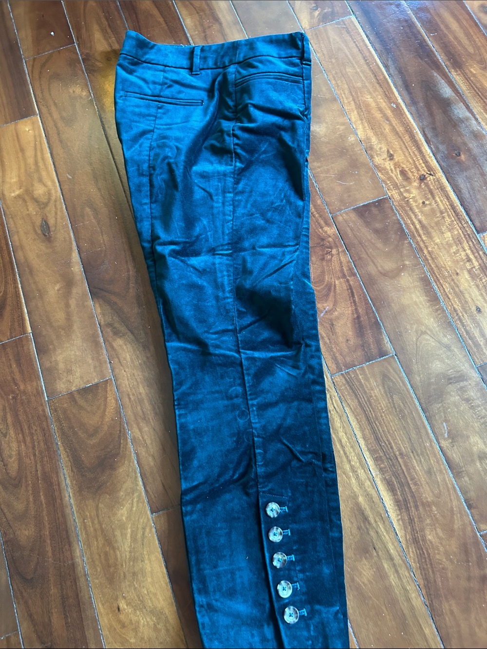 Anthropologie Women’s  Dark Velvet Green Dress Pants with Ankle Button Detail